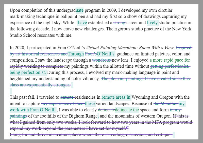 Artist Docs, Editing Artist Statements