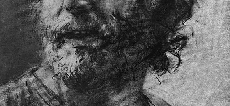 banner graphite beard pencil drawing