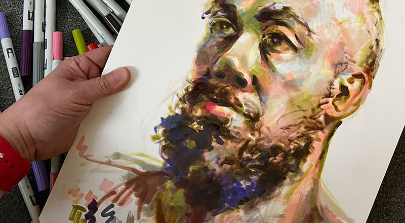 banner portrait marker drawing