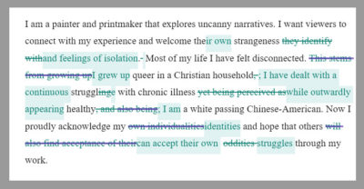 Artist Docs, Editing Artist Statements