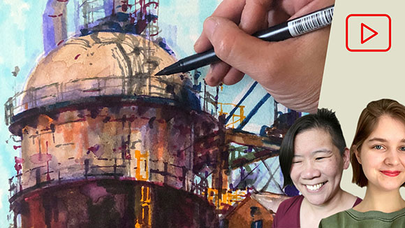 Brush Pen Drawing, Oil Refinery, Clara Lieu