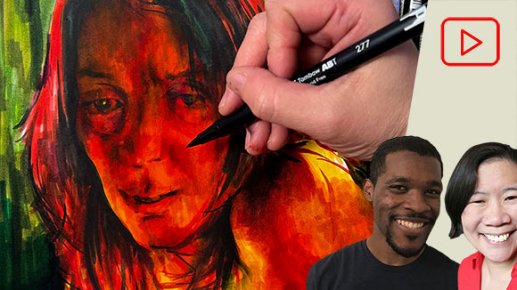 YouTube Thumbnail Portraits expressive color marker drawing photoshop